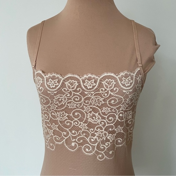 Commando Ivory Beige Nude Tulip Lace & Mesh Camisole Layering Top EUC Size S/M - Picture 8 of 12